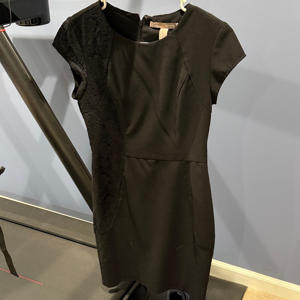 Forever 21 Black Cap Sleeve Lace-Accent Mini Dress